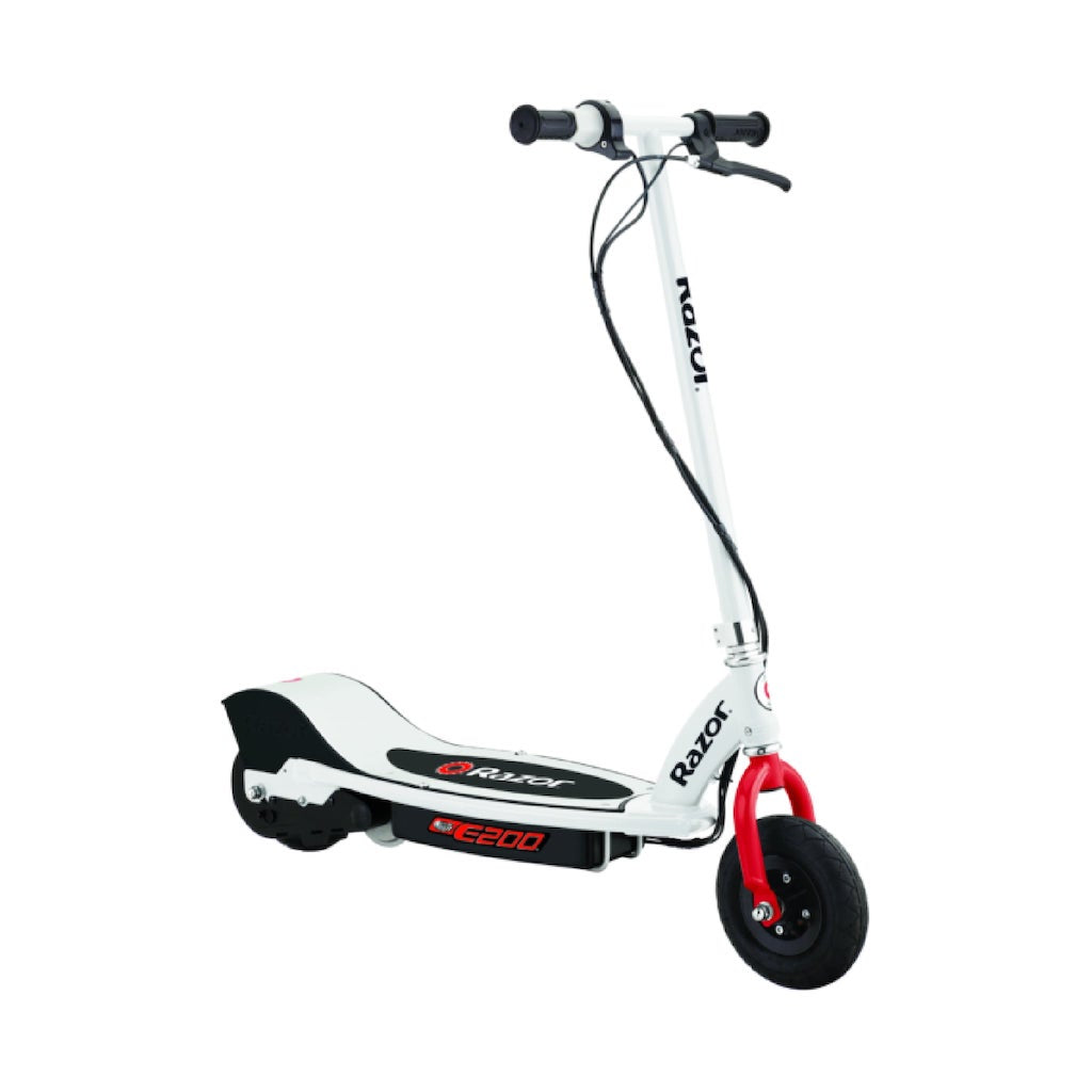 razor e200 white and red electric scooter