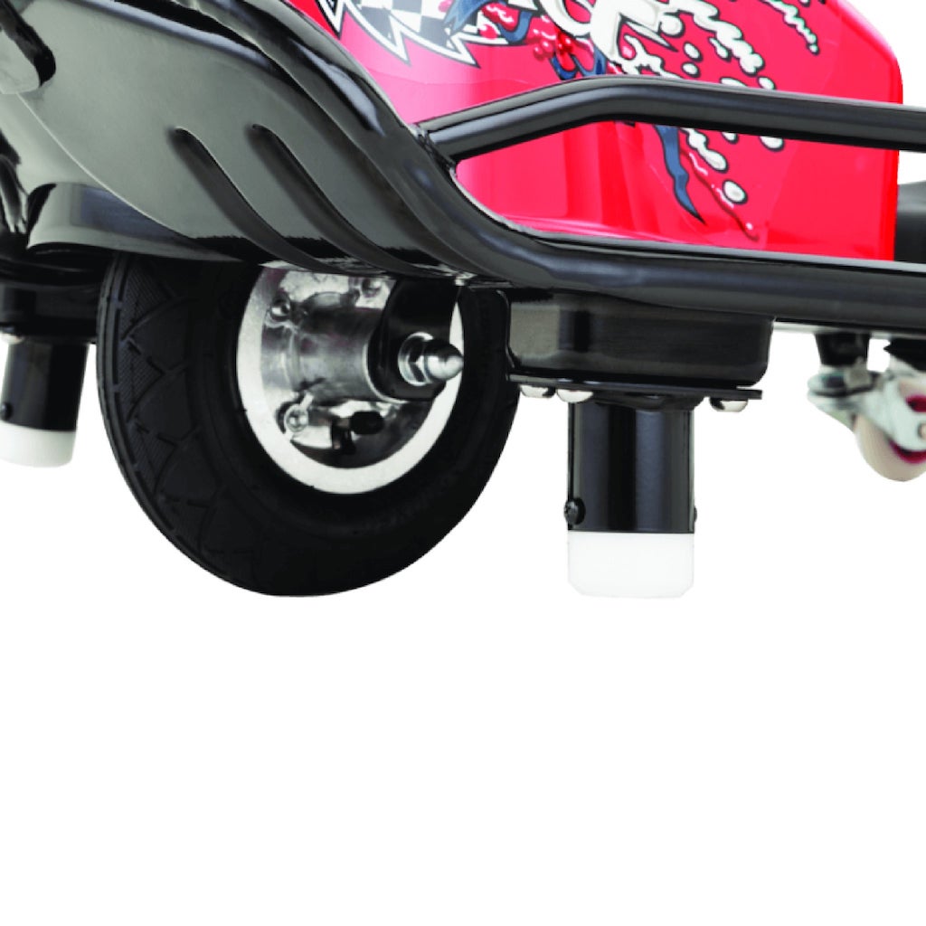 razor crazy cart Pneumatic front tire and front stabilizing posts