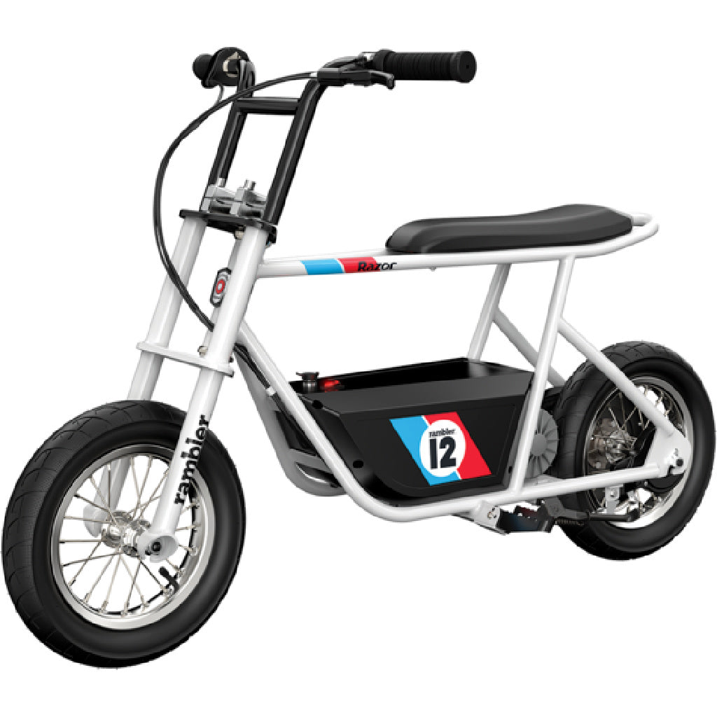 razor rambler white electric bike for kids